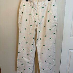 Orvis Cream Chinos with Green Clover Design